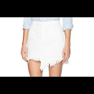White Frayed Denim Skirt